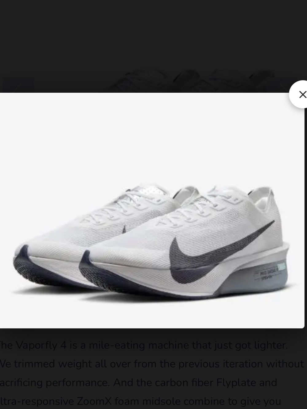 Nike vaporfly 4 road running shoes white men’s 11